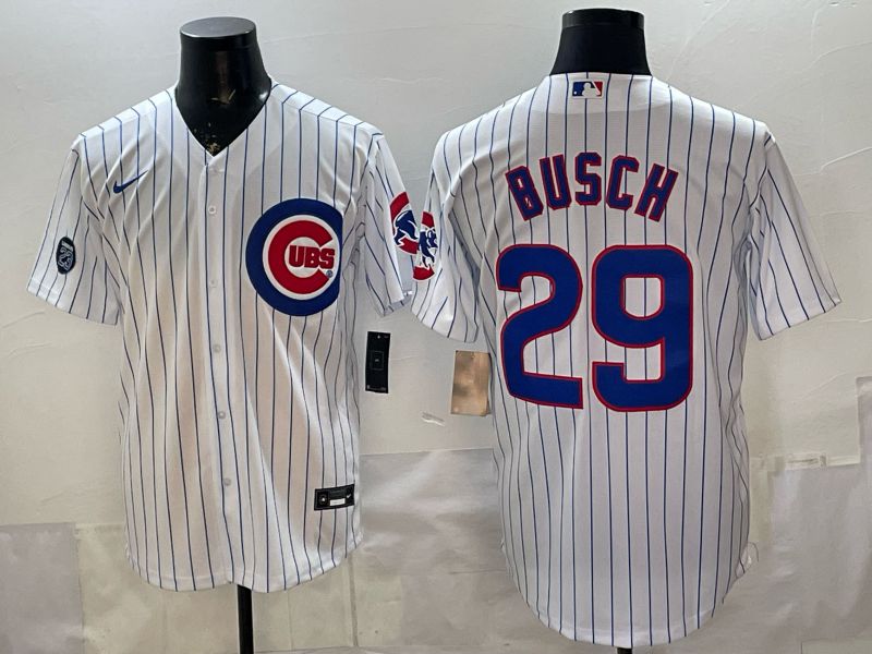Men Chicago Cubs #29 Busch White Stripe Game 2026 Nike MLB Jersey style 005